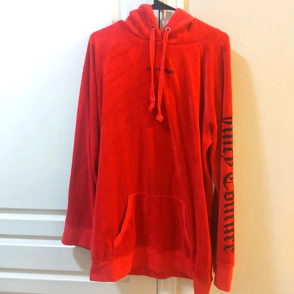Juicy Couture Oversized Red Hoodie Sweatshirt Size Large - Picture 2 of 16